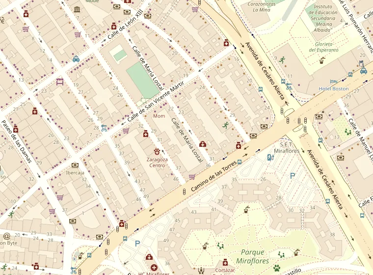 Mapa de la zona de Calma Hammam, en la calle María Lostal 25 de Zaragoza